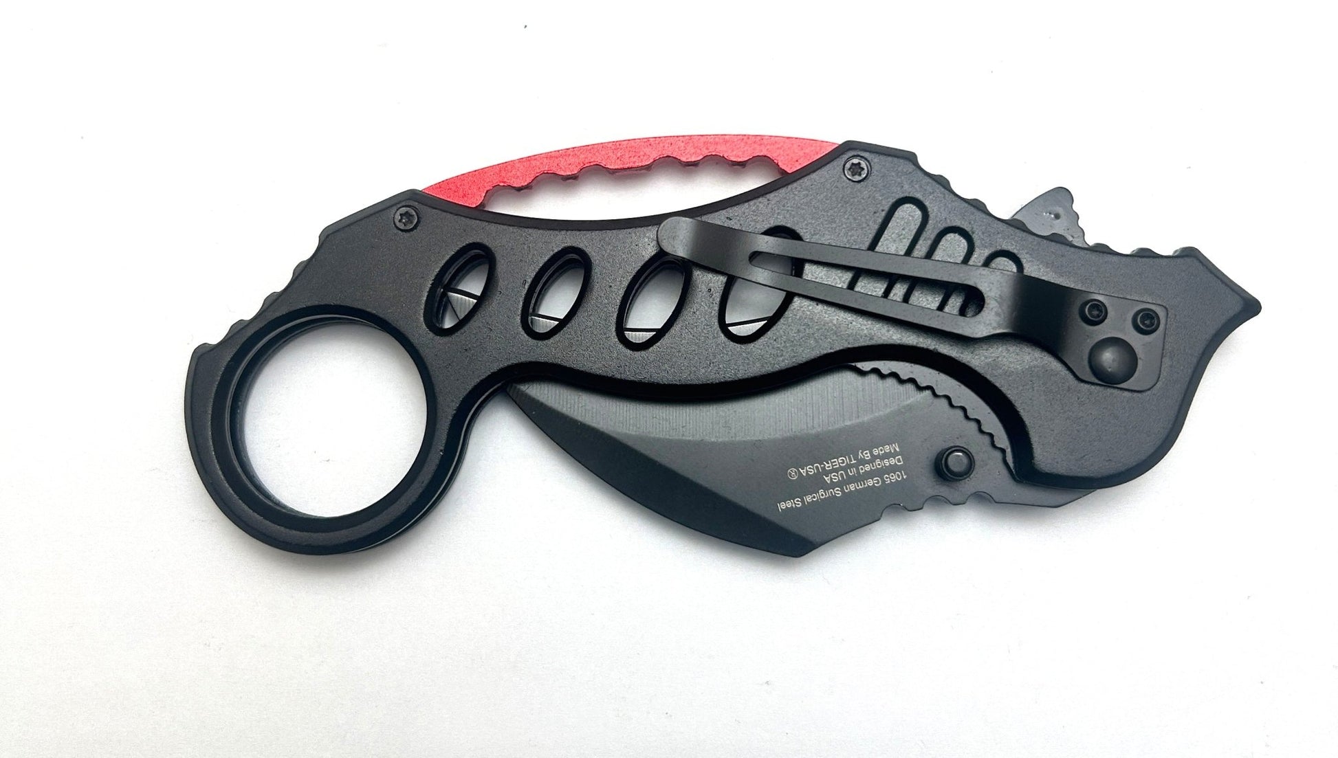 Curved Fury – Black With Red - Brass Knuckles Shop