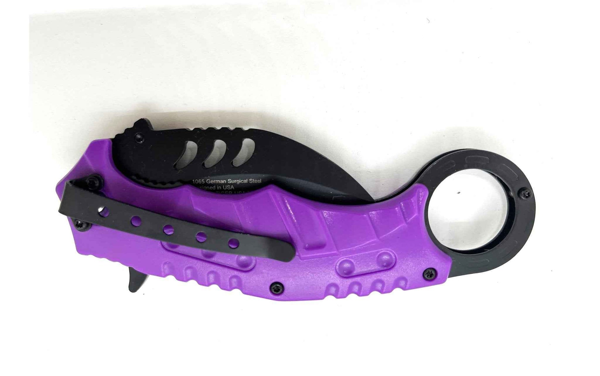 Curved Fury – Purple Handle Black Knife