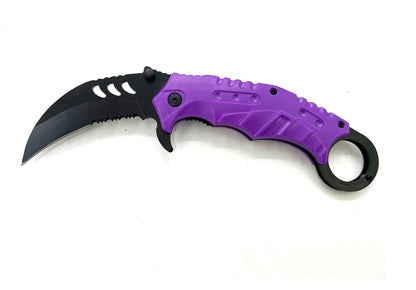 Curved Fury – Purple Handle Black Knife