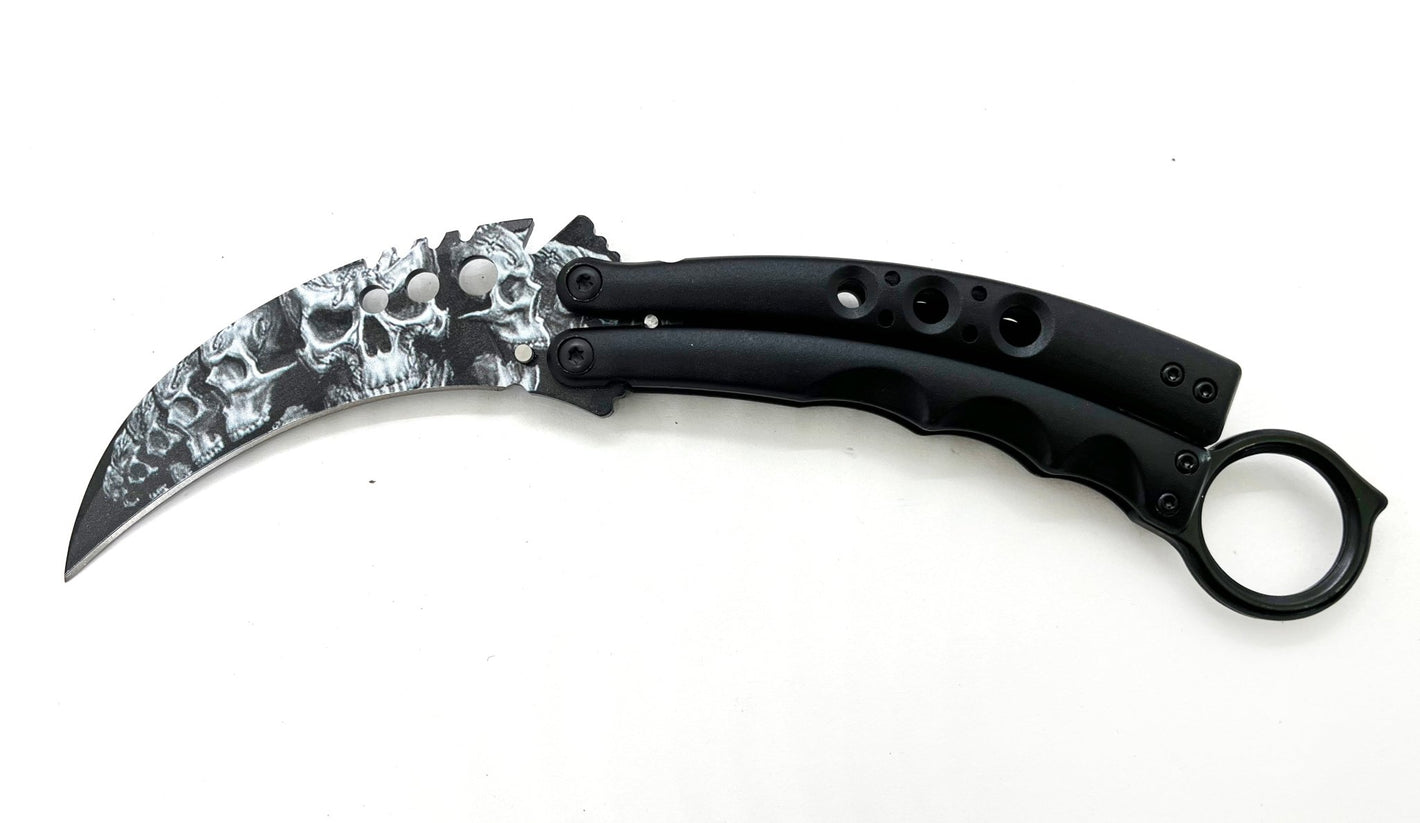 Curved Fury – White and Black skulls - Brass Knuckles Shop