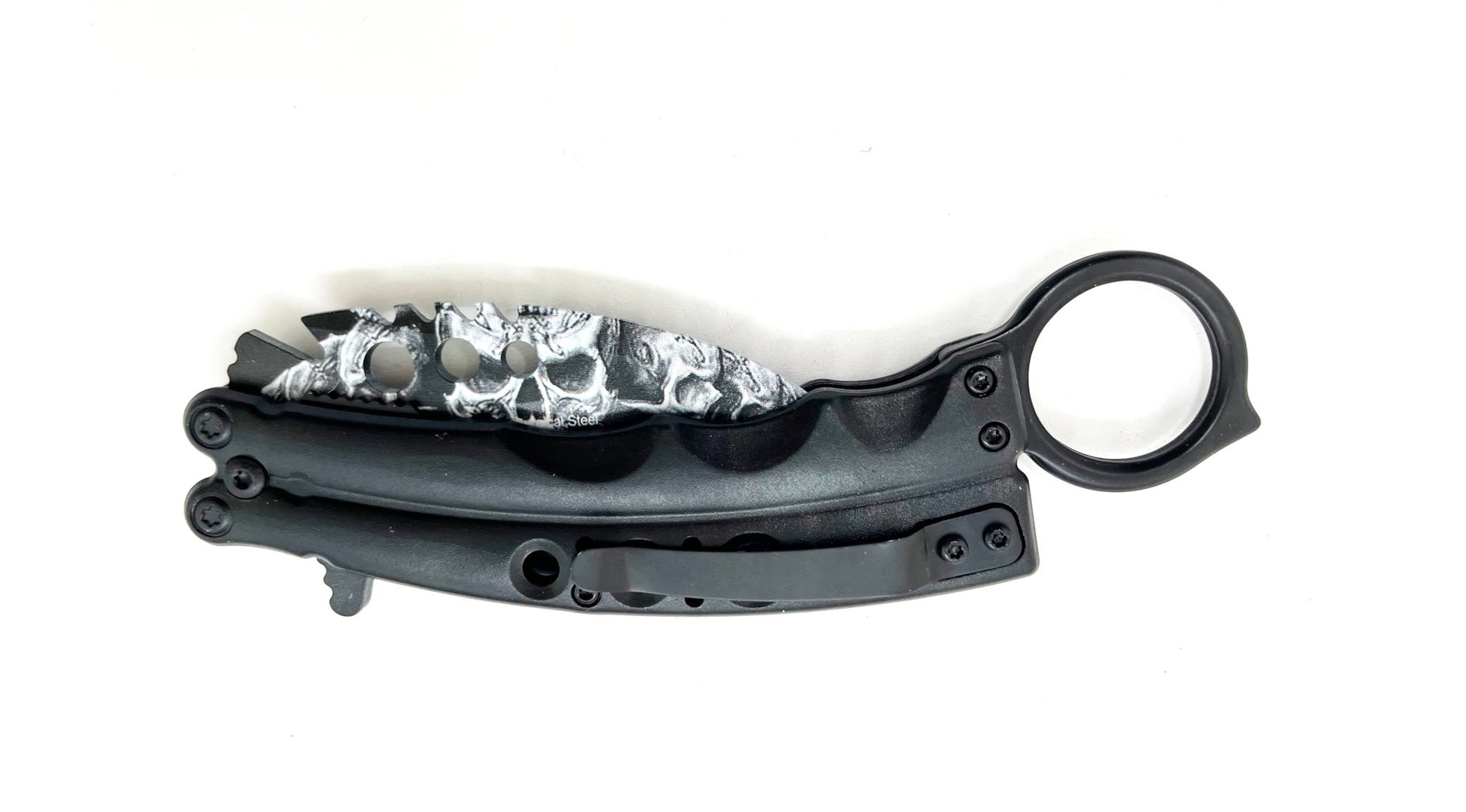 Curved Fury – White Black Skulls - Brass Knuckles Shop