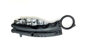 Curved Fury – White Black Skulls - Brass Knuckles Shop