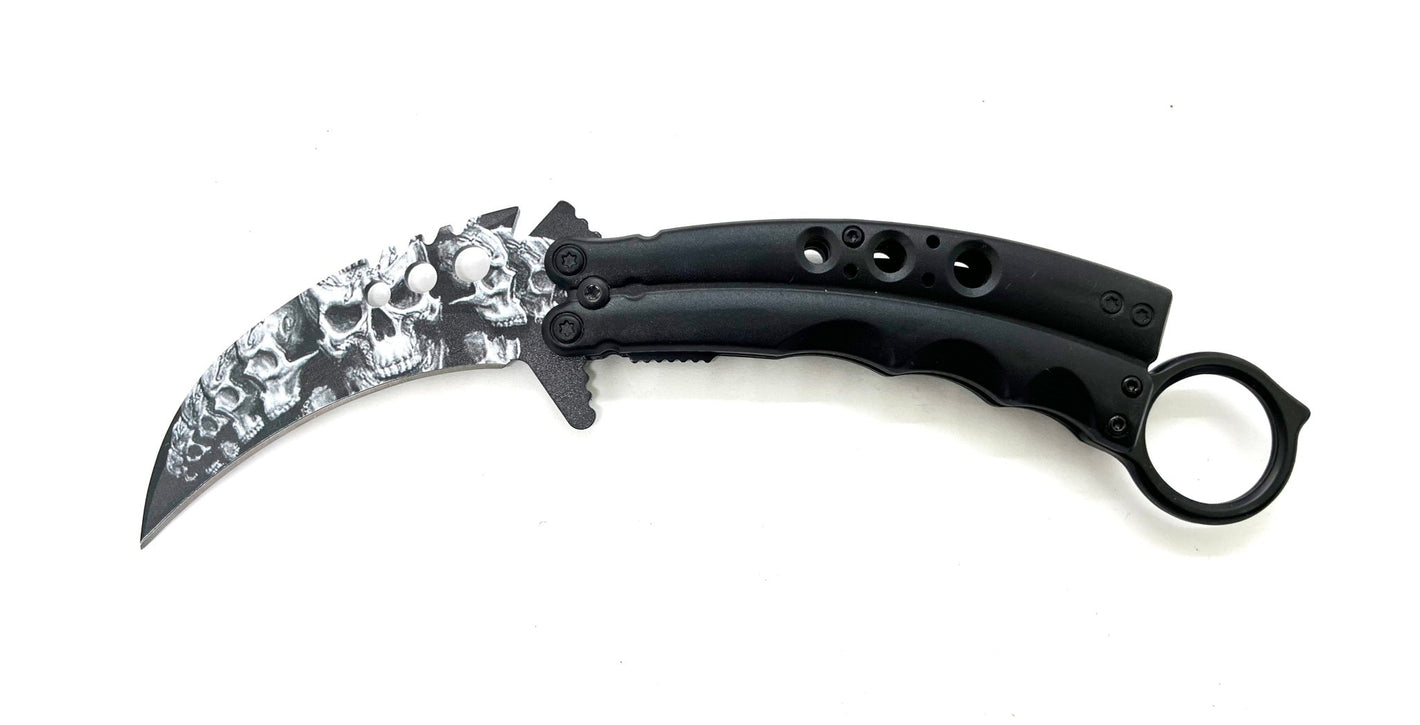 Curved Fury – White Black Skulls - Brass Knuckles Shop