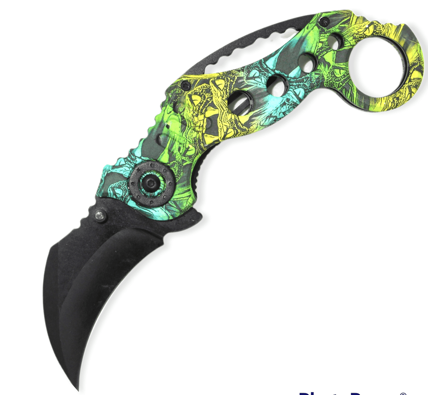 Flick Blade – Green & Yellow Skull Cammo - Brass Knuckles Shop