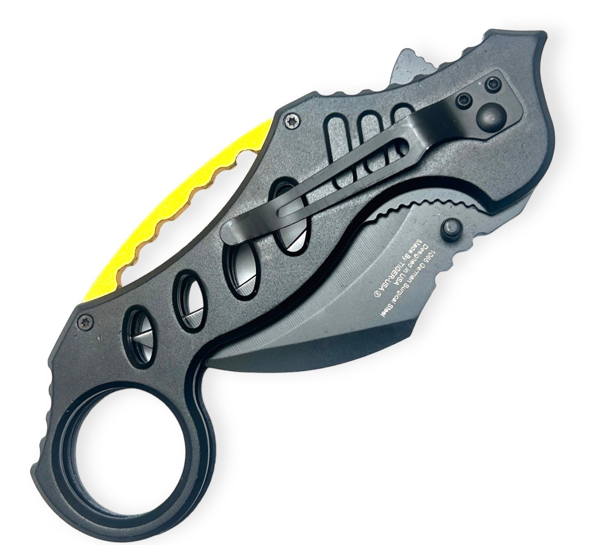 Hook Blade – Black With Gold - Brass Knuckles Shop