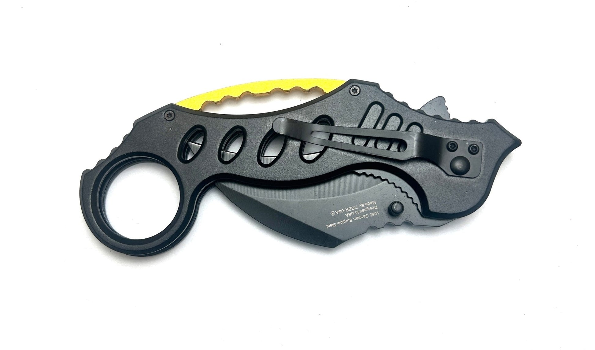 Hook Blade – Black With Gold - Brass Knuckles Shop