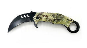 Scorpion Claw – Green Camo Hnadle Black knife - Brass Knuckles Shop