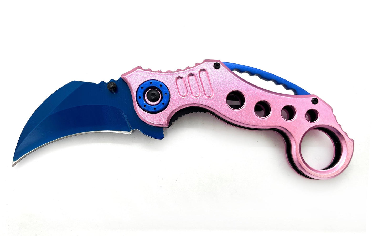 Talon Strike – Pink Handle Blue Knife - Brass Knuckles Shop