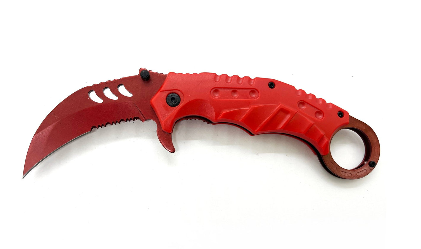 Talon Strike – RED Handle RED Knife - Brass Knuckles Shop